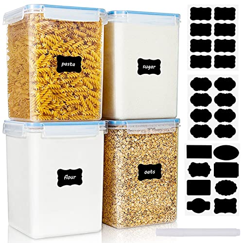 UMILKI 5.2L Vorratsdosen,4Pcs Luftdicht Vorratsdosen mit Deckel,BPA Frei Vorratsbehälter mit Kreidemarker und Etiketten,Plastik Küche Aufbewahrung für Spaghetti Müsli Mehl von UMILKI