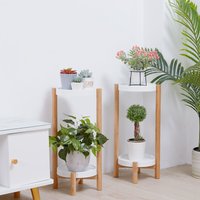 Blumenständer Holz 2er Set Blumenhocker Pflanzständer mit je 2 Etage für Zimmer - Unho von UNHO