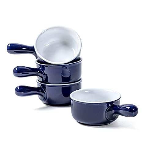 UNICASA Suppenschüssel aus Keramik mit Griff, Müslischalen Geeignet Für Rindereintopf, Fruchtsalat, Haferflocken - 400ml, Blau von UNICASA