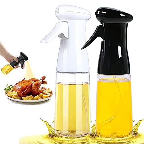 Olivenöl Sprayer, Öl Spray zum Kochen, 210 ml Ölsprühflasche, tragbare wiederverwendbare Ölessig-Spritzer-Sprühflaschen in Lebensmittelqualität für Kochen, BBQ, Grillen, Salate (Schwarz+Weiß) von UNUSROOM