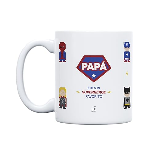 UO Tasse mit Aufschrift Papa Eres My Lieblings-Superheld, Geschenk für Väter, 350 ml, Keramik von UO