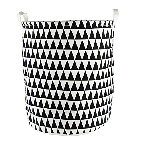 UOOOM Groß Faltbar Wäschekorb Wäschesack Wasserdichte Leinwand Schwarz Weiß Dreieck Muster Spielzeuge Organizer 40 x 50 cm (OM-801) von UOOOM