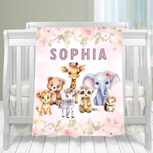 UOOYAA Babydecke Kuscheldecke Krabbeldecke Premium Babybettwäsche Flanell Decke mit Namen und Datum, Personalisiertes Geschenke für Kinder von UOOYAA