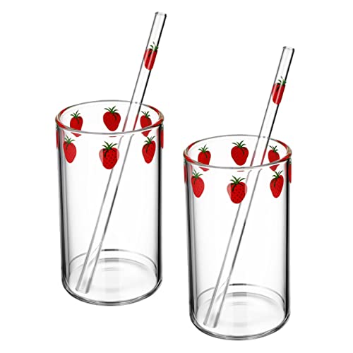 UPKOCH 2 Sets Erdbeer-Glasbecher aus klarem Glas, Schnabeltasse, Erdbeere, Glas, Tasse, Glas, niedlich von UPKOCH