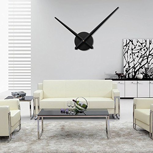 URAQT 3D Wanduhr Uhrwerk & Uhrzeigern, Quarz-Uhrwerk, Wanduhr Sets, Modern für die Wand, mit 2 Nadeln, Uhrwerk zum selber Bauen (schwarz) von URAQT