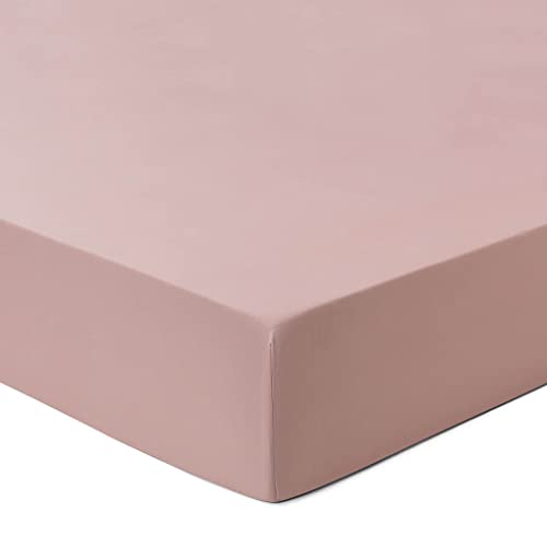 URBANARA Spannbettlaken MATA - Blasses Rosa - 180x200x26 cm, 100% Baumwolle mit Soft-Peach-Finish – Bettlaken, Baumwoll-Laken, Betttuch, Haustuch von URBANARA