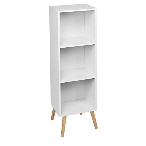 URBNLIVING Bücherregal aus Holz, 3 Etagen, Beine im skandinavischen Stil, Weiß von URBNLIVING
