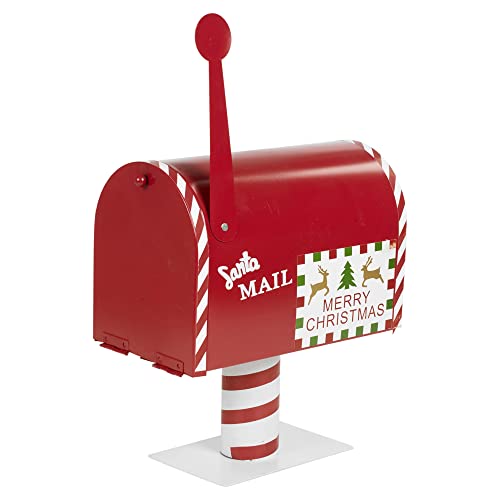 URBNLIVING Briefkasten aus Metall mit Aufschrift "Merry Christmas", Rot und Weiß, Vintage-Stil von URBNLIVING