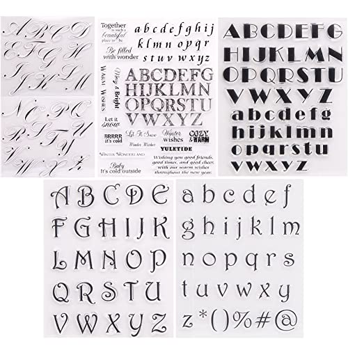 5 Blätter Alphabet Silikonstempel,Clear Stamp Buchstaben Set,DIY Scrapbooking Silikon Stempel Weihnachten Stempelset,Prägung Stempel, Clear Stempel Set für DIY Album Scrapbooking Fotokarten Dekor von URFEDA