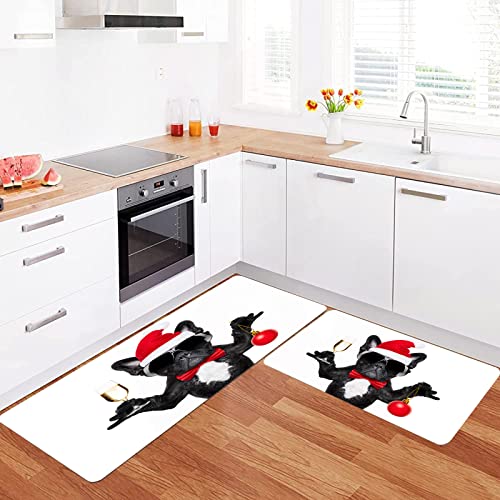 URSOPET 2 Stück Küchenteppich Waschbar rutschfest,Bulldogge 11,Küchenläufer Gedrucktes Muster Küche Bodenmatte Läufer Teppich von URSOPET