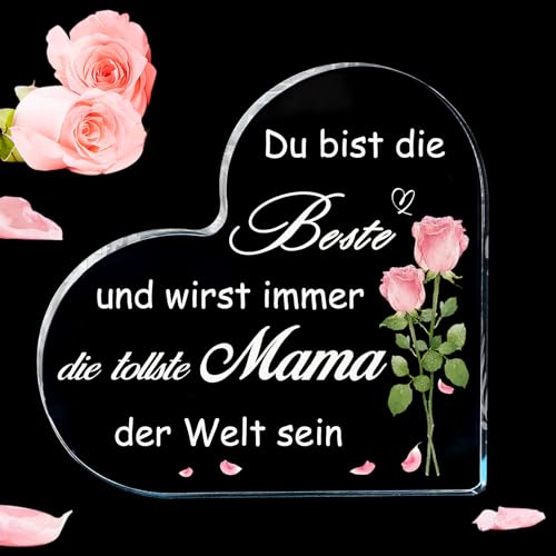 Acryl Deko-Herz Geschenk für Mama - Du bist die beste und wirst immer die tollste mama der Welt sein, Muttertagsgeschenk, Geschenkidee Geburtstagsgeschenk für Mama zum Geburtstag von UTEFIF