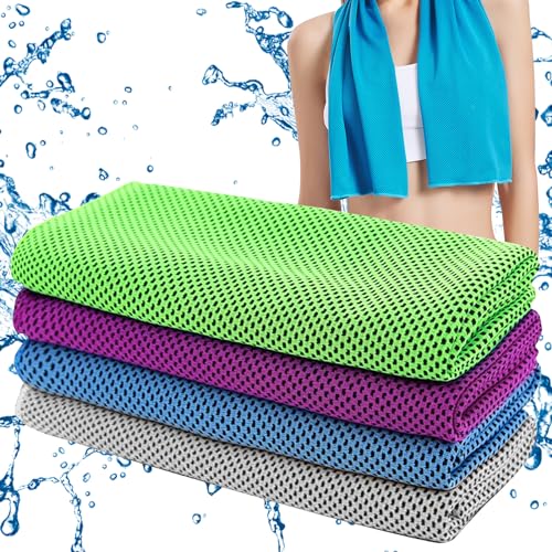 UTEFIF 4 Stück Mikrofaser Handtuch,Cool Towel für Sommer,Sport Kühlhandtuch Set für Fitnessstudios/Fitness/Strand/Joggen/Yoga/Golf/Camping. von UTEFIF