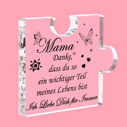 UUEMB Geschenke für Mama, Muttertagsgeschenk Acryl Plakette Geschenke für Mutter von Tochter Sohn, Gravierte Puzzle Form Mama Weihnachten Geburtstagsgeschenk von UUEMB