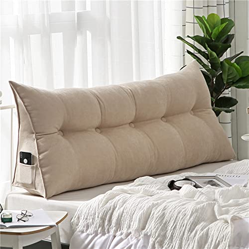 UVCMDUI Rückenkissen Bett, Grosse Kissen Keilform Rückenlehne Kissen für Bett & Sofa,Beige,150cm/59.1in von UVCMDUI