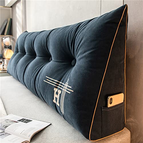 UVCMDUI Rückenkissen Bett Keilform Grosse Kissen, Waschbar Rückenlehne Kissen Perfekt Als Lesekissen, Wandkissen, Rückenlehne,Dark Blue,180cm/70.9in von UVCMDUI