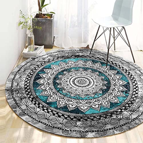 UVCMDUI Teppich Rund Mandala Vintage Teppich, Waschbar Teppich Marrokanisch Gemustert für Wohnzimmer Schlafzimmer Flur,F,120cm von UVCMDUI