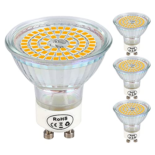 UYHGO GU10 LED Dimmbar Warmweiss Leuchtmittel 5W 3000K Birne Stufenloses Kontinuierliches Dimmen Reflektorlampe, Flimmerfrei Strahler, 120° Warmweiß Licht Spotleuchten, 4 Pack von UYHGO