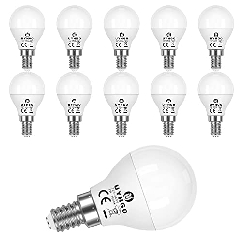 UYHGO LED Lampe E14 Warmweiss 3W, entspricht 25W Glühbirne, Leuchtmittel in Tropfenform (G45/P45), 3000K Warmweiß,180° Abstrahlwinkel Energiesparlampe, nicht Dimmbar, 10Stück von UYHGO