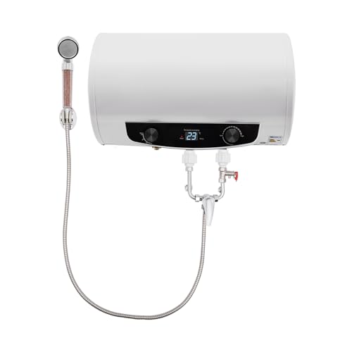 Elektrischer Durchlauferhitzer + Handdusche, vollautomatische Steuerung, energiesparend, 2000 W, ausgestattet mit Wasserschläuchen, Handbrausen und Wasserhähnen (50 l) von UYRTOY