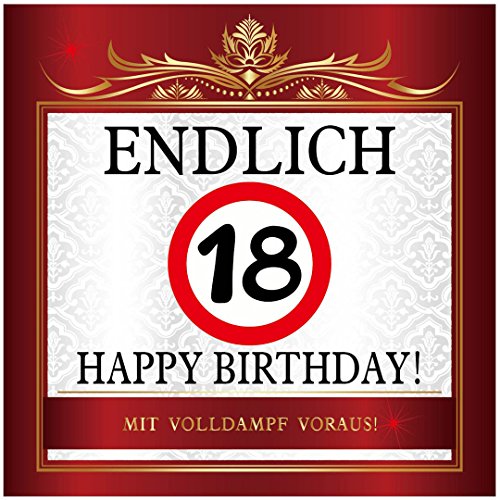Aufkleber zum Geburtstag mit Text und Zahl - Endlich 18 von Udo Schmidt
