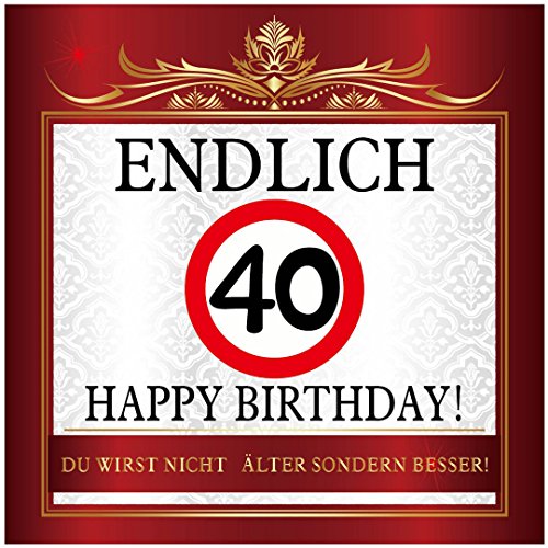 Aufkleber zum Geburtstag mit Text und Zahl - Endlich 40 von Udo Schmidt