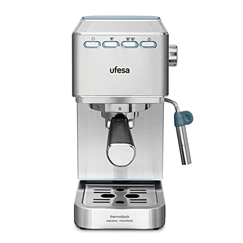Ufesa CE8020 Capri Expresso- und Cappuccino-Kaffeemaschine, 20 Bars, 1350W, Thermoblock-System, Einstellbarer Dampfgarer, 2 Modi: Gemahlener Kaffee oder Pad, 1.4L Tank, 1 oder 2 Kaffee von UFESA