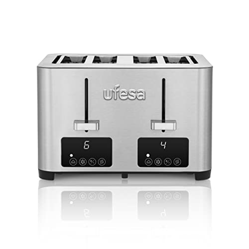 Ufesa Quartet Delux Toaster 4 Scheiben, 2 digitale LCD-Bildschirme, 1500 W, 4 breiter Schlitze, 7 Bräunungstufe von UFESA