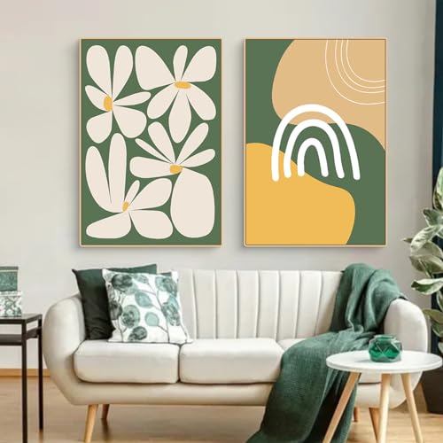 Uixxducc 2er Set Poster Set, Moderne Abstrakt Kunst Wandbilder, Abstrakt Pflanzen Blumen Bilder Set, Wanddeko für Wohnzimmer Schlafzimmer, Ohne Rahmen (CD,30x40cm) von Uixxducc