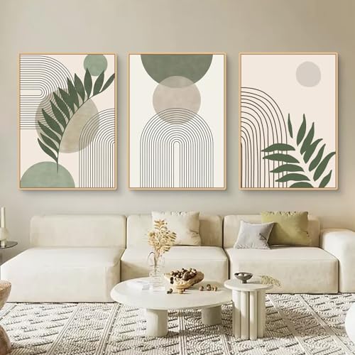 Uixxducc 3-teiliges Boho Bilder Set Moderne Grüne Pflanze Poster Aesthetic Wandbilder Wohnzimmer Schlafzimmer Deko, Ohne Rahmen (50x70cm) von Uixxducc