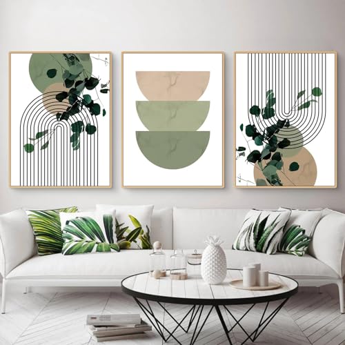 Uixxducc 3-teiliges Poster Set, Boho Blätter Bilder Set Abstrakt Wandbilder Wohnzimmer Dekoration Moderne Leinwand Kunstposter für Wohnzimmer Schlafzimmer (ohne Rahmen) (B,50x70cm) von Uixxducc