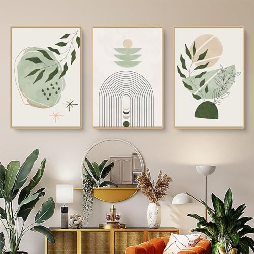 Uixxducc 3er Bohemian Poster Set, Aesthetic Grüne Pflanze Bilder Moderne Wandbilder, Wohnzimmer Schlafzimmer Deko, ohne Rahmen (B,50x70cm) von Uixxducc