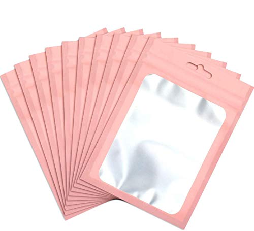 100 Stück wiederverschließbare Mylar-Druckverschlussbeutel für die Aufbewahrung von Lebensmitteln Geruchssicherer Beutel für Süßigkeitenplätzchen Party Favor (Pink, 18 x 26 cm) von Ulalaza