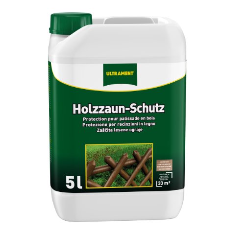 Ultrament Holzzaun-Schutz, Wetterschutzlasur, Holzlasur, naturbraun, 5 Liter von Ultrament