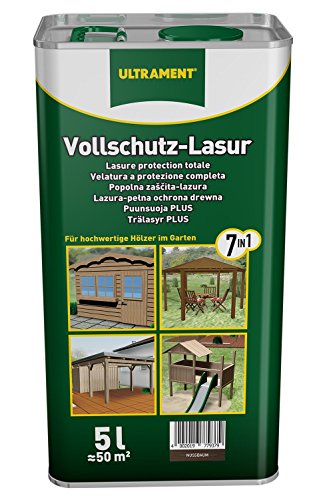 Ultrament Vollschutz-Lasur 7-in-1, nussbaum, Holzschutz, 5 Liter von Ultrament