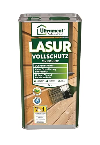 Ultrament Vollschutz-Lasur 7-in-1, palisander, Holzschutz, 5 Liter von Ultrament