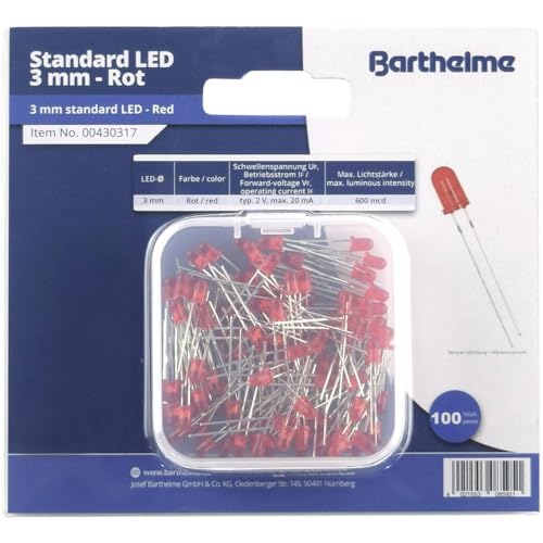 Barthelme LED-Sortiment Rot Rund 3mm 600 mcd 30° 20mA 2V von Barthelme