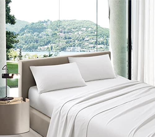 Bettwäsche Maxi Coccole Baumwolle – Bettwäsche-Set für Doppelbett Made in Italy – Unterseite 180 x 200 cm, Höhe 30 cm, Weiß, King-Size: 180 x 200 cm von Unbekannt
