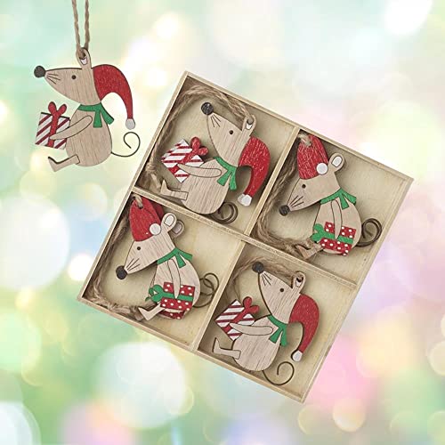 Heaven Sends Weihnachtsbaumschmuck aus Holz, Mäuse mit Geschenk, 8 Stück von Heaven Sends