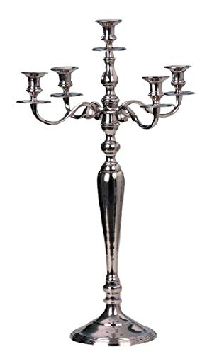 Kerzenständer 5-armig Kerzenleuchter Kandelaber aus Metall außen versilbert Höhe 80 cm von Unbekannt