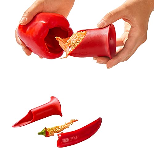 TRI Paprika-und Chili-Chef, Kerngehäuse entfernen, Strunk, schnell, sauber entkernen, Küchenhelfer, Ausstechen, Strunkentferner, Entkerner, Kunststoff von TRI