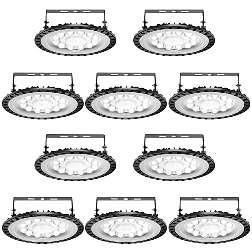 papasbox 10 Pack UFO LED Industrielampe, 50W LED Hallenleuchte Industrial Kronleuchter Hallenstrahler Hallenbeleuchtung Werkstattbeleuchtung Werkstattlampe, Kaltweiß 6000-6500K, Abstrahlwinkel 120° von papasbox