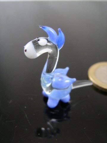 Unbekannt Drache Klar Blau Miniatur - Figur aus Glas - Glasfigur Blauer Drachen Mini 2 - Glastier Deko Setzkasten Vitrine von Unbekannt