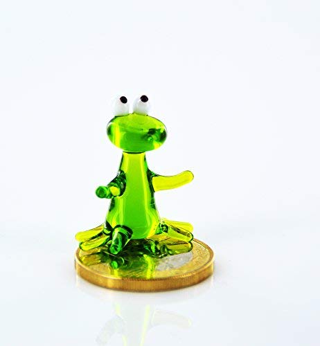Unbekannt Frosch Grün Mini - Miniatur Figur aus Glas - Kleiner Grüner Frosch - Glasfigur k-7 Deko Setzkasten Vitrine von Unbekannt