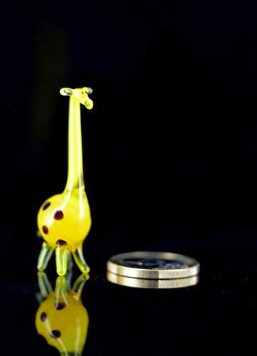Unbekannt Giraffe - Miniatur Figur aus Glas Gelb Gepunktet- Glasfigur Gelbe Giraffe Mini Nr. 3 mit Punkten - Glastier Deko Setzkasten Vitrine von Unbekannt