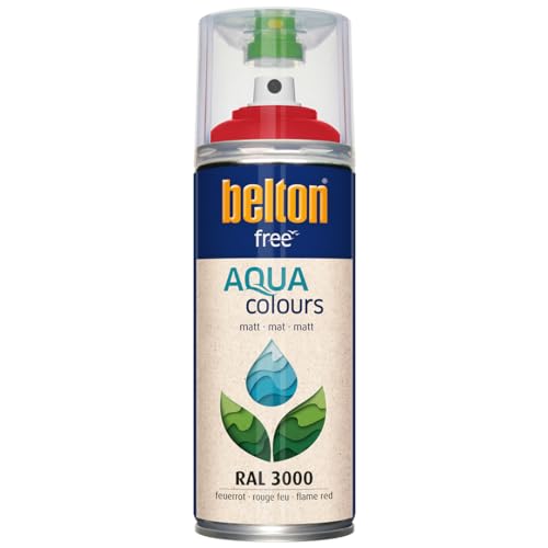 belton free Wasserlack RAL 3000 feuerrot, matt, 400 ml - Geruchsneutral von belton