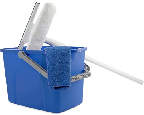 Unger Window Washing Starter Kit with 2-in-1 Microfiber Combi, Collapsible Pole, Microfiber Cloth, and Bucket von Unger