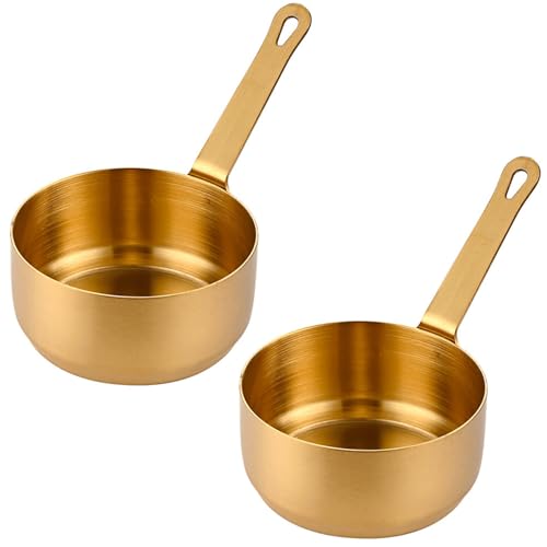 Edelstahl -Topf 2pcs 3,38 Unzen Mini -Topf mit einfachem hängenden Griff runden Dip -Sauce -Tassen für Gewürze, Gewürz, Soße, Pfeffer von Unicoco