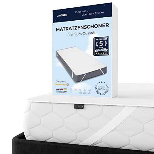 UNIENTO Matratzenschoner 60x120 - wasserdichte Matratzenauflage 90 x 200 / 180x200 / 140x200cm / 160x200 / 100x200 / 70x140, Inkontinenzunterlage waschbar, Atmungsaktiv (60x120), Weiß von Uniento