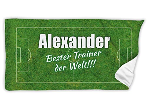 Unikatolo Handtuch Trainer Spieler Fußball mit Name individuell personalisiertes Geschenk Männer XL Saunatuch Strandtuch (50 x 100 cm) von Unikatolo