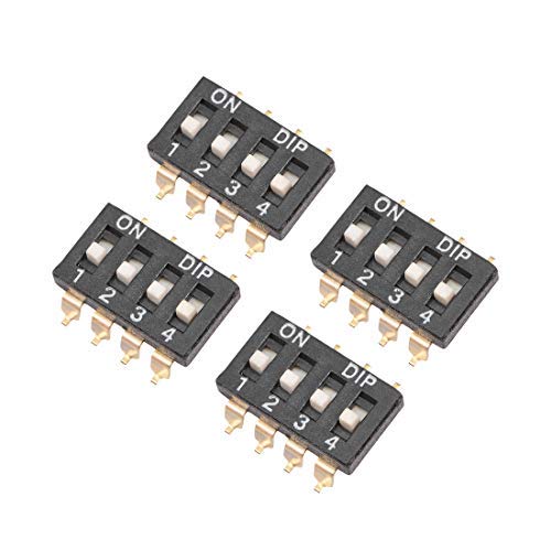 4 Stück Schwarz DIP Switch 1-4 Positionen 2,54 mm Pitch für Circuit Breadboards PCB SMD Typ von Unknown